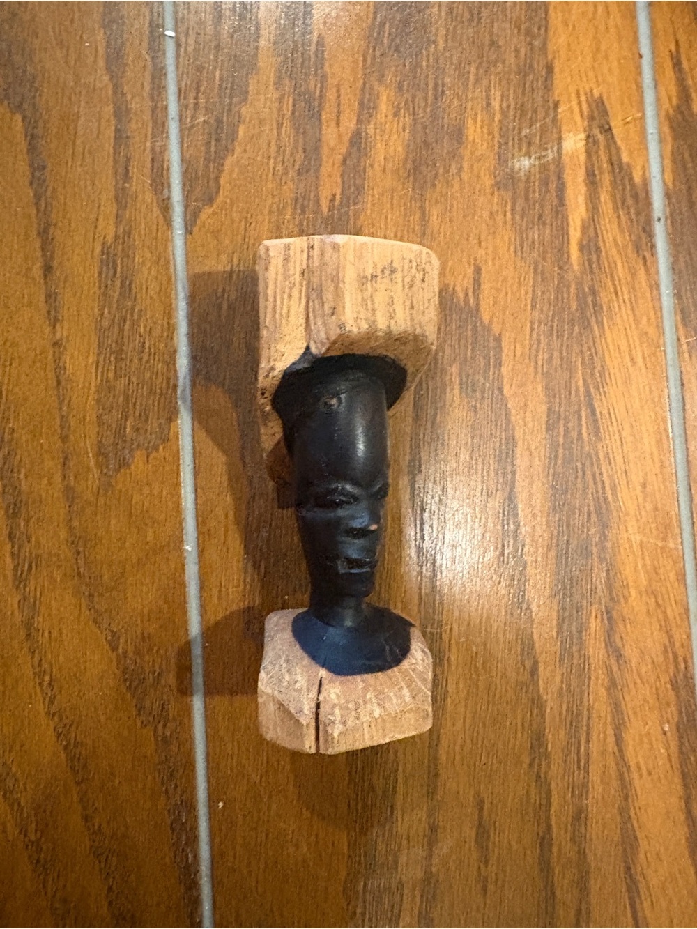 Handcarved Wood Accent Tribal Bust – Black and Natural Wood